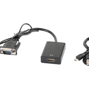 ADAPTADOR LANBERG VGA MACHO+AUDIO 3.5MM JACK/HDMI HEMBRA 20 CM NEGRO