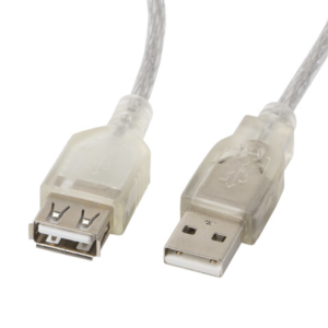 CABLE ALARGADOR LANBERGUSB 2.0 MACHO HEMBRA FERRITA 1.8M TRANSPARENTE