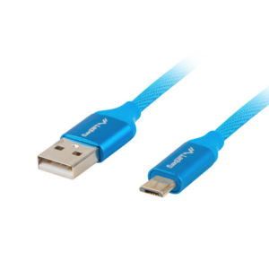 CABLE USB LANBERG 2.0 MACHO/MICRO USB MACHO QUICK CHARGE 3.0 1M AZUL