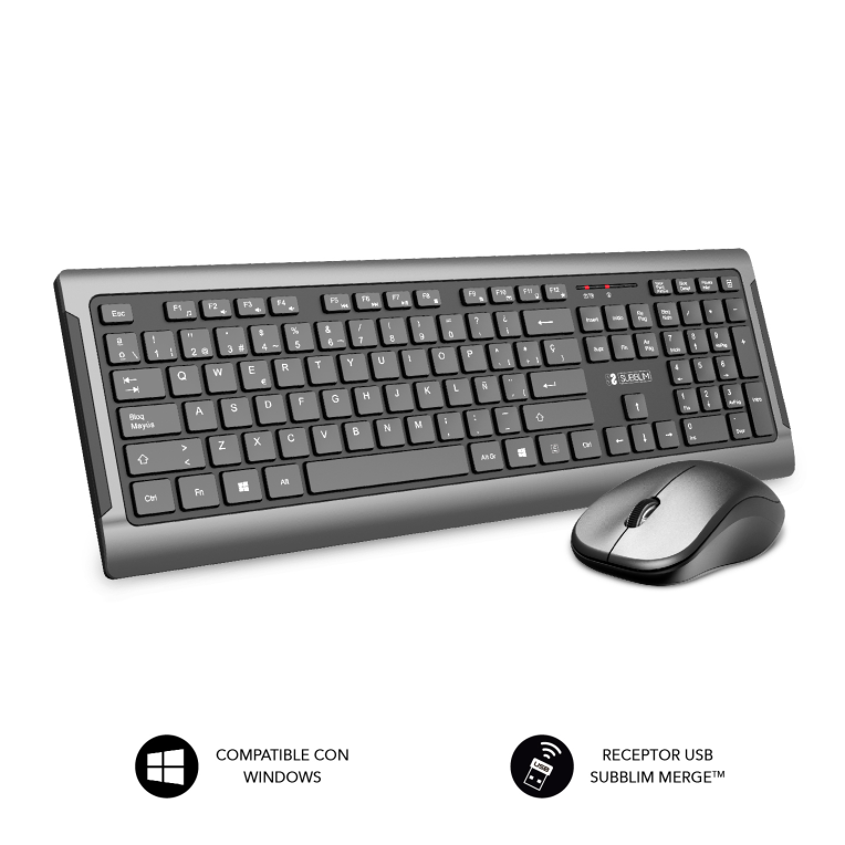 COMBO TECLADO RATON SUBBLIM WIRELESS PREMIUM SILENCE ULTRASLIM SPACE GREY