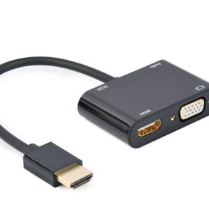 HDMI MACHO A HDMI HEMBRA + VGA HEMBRA + CABLE ADAPTADOR DE AUDIO NEGRO