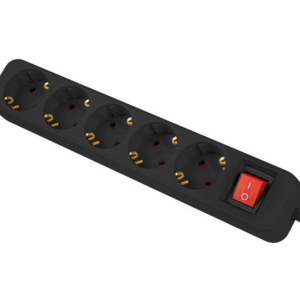 REGLETA LANBERG 5 TOMAS SCHUKO CON PROTECION NEGRA 3M