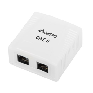 ROSETA DE SUPERFICIE LANBERG CAT.6 UTP 2X TOMA RJ45 BLANCO
