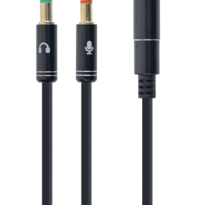 CABLE ADAPTADOR GEMBIRD-HEMBRA 4PINES 3,5MM A 2 STEREO 3,5MM NEGRO, C.METALIC